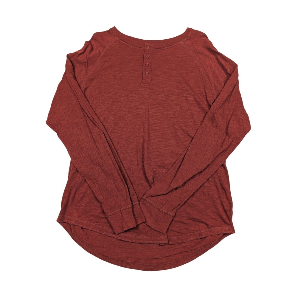 VINCE. Maroon Henley Button Front Round Neck Long Sleeve Shirt‎ Men's Size XL